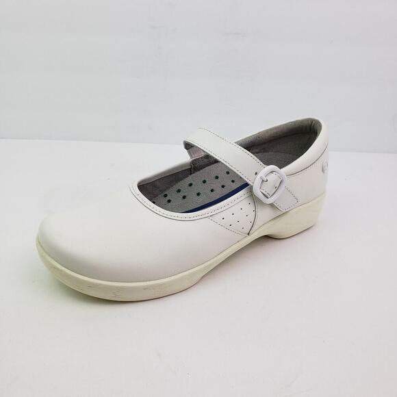 Klogs Ace Womens Size 8.5 White Leather Comfort Mary Jane Clog Shoes - Picture 2 of 13